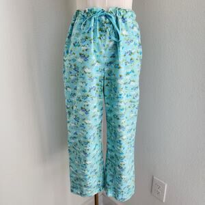 Vintage Y2K Liz Claiborne Blue Green Floral Mid Rise Capri Pants Pull On S
